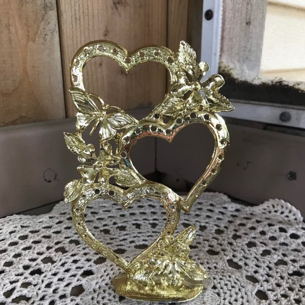 Vintage Heart Shaped Pierced Earring Holder